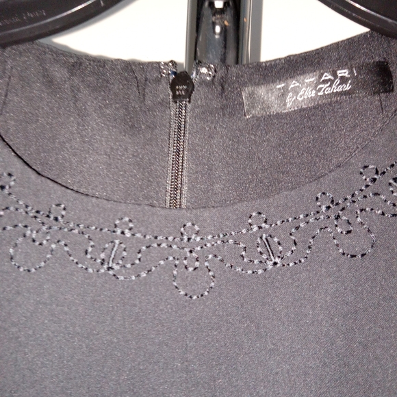 Women's Tahari by Elle Tahari Black Midi Aline Dress S - Picture 2 of 9